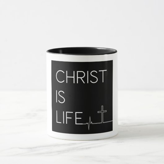 Mug Christ est la vie Heartbeat Line et Cross (Centre)