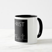 Mug Christ est la vie Heartbeat Line et Cross (Devant droit)