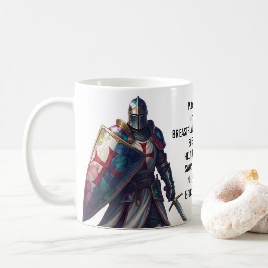 Mug Christian Bible Verse Ephesians 6:10-18 Knight (Avec donut)