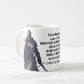 Mug Christian Bible Verse Ephesians 6:10-18 Knight (Devant gauche)