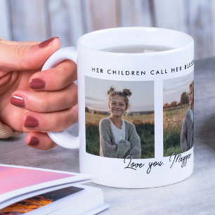 Mug Christian Blessed Mom Cadeau photo collage minimal