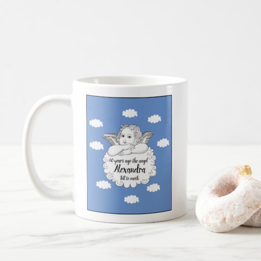 Mug Christian Cloud Angel Joyeux 60e anniversaire (Avec donut)