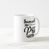 Mug Christian First Pray Boho Arrow Nom de la plume (Devant droit)