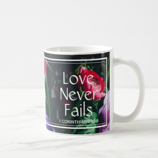 Mug Christian Floral Valentine LOVE JAMAIS ÉCHOUER (Droite)