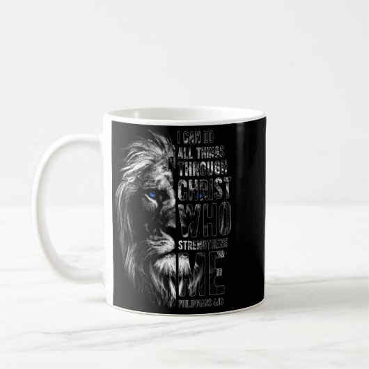 Mug Christian I Can Do All Things Through Christ Lion (Gauche)