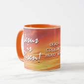 Mug Christian JESUS EST REMENU Pâques (Devant gauche)