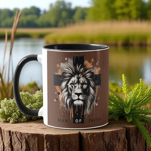 Mug Christian - Lion with Cross, Man of Faith