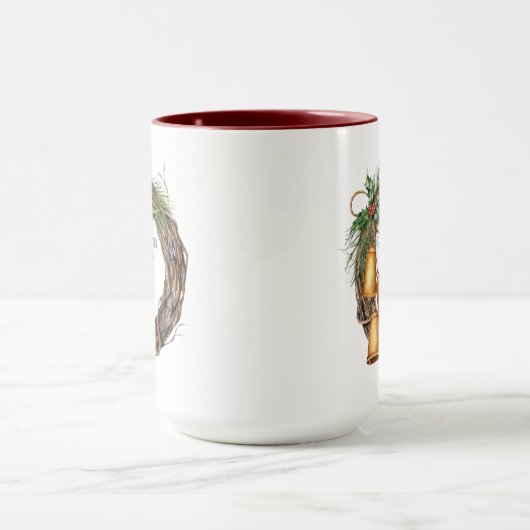 Mug Christian Noël Nativité Écriture Wreath Red (Centre)