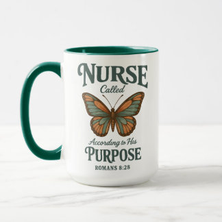 Mug Christian Nurse Romans 8:28 Butterfly Faith