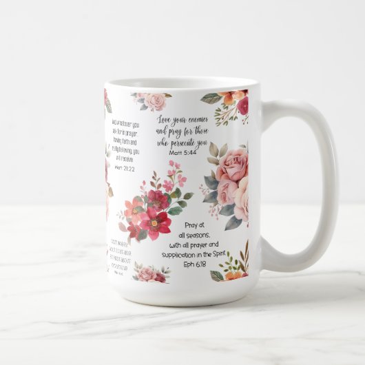 Mug Christian PRAYER Peach Floral (Droite)