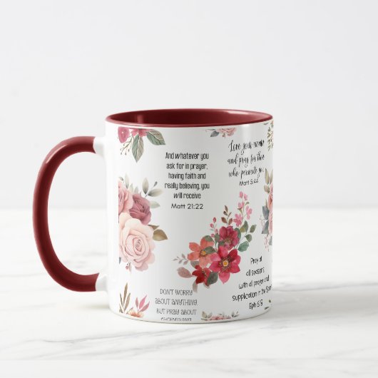 Mug Christian PRAYER SCRIPTURES Floral (Gauche)