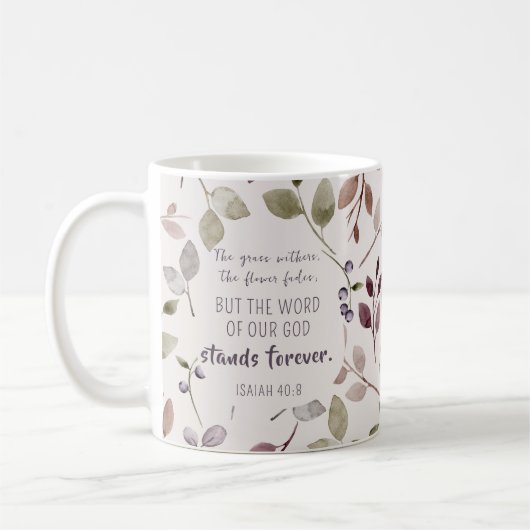 Mug Christian Watercolor Fall Leaf Écriture Motif (Gauche)