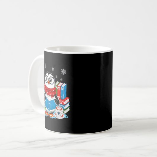 Mug Christmas A Penguin Reading Book Snowflake Cocoa H (Devant gauche)