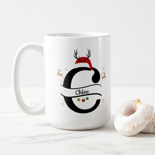 Mug Christmas Alphabet Collection – Letter C Design (Avec donut)