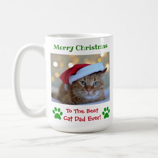 Mug Christmas Best Chat Papa Ever Photo pour animaux (Gauche)