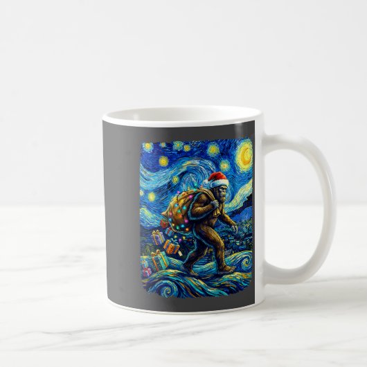 Mug Christmas Bigfoot Santa Hat Van Gogh Starry Night  (Droite)