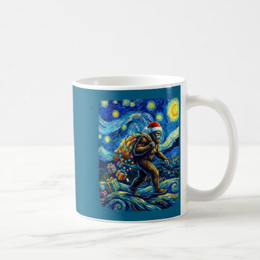Mug Christmas Bigfoot Santa Hat Van Gogh Starry Night  (Droite)