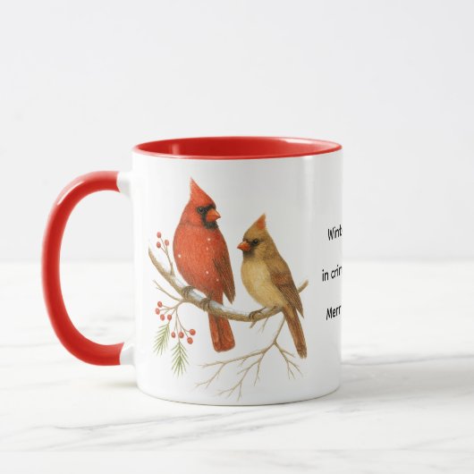 Mug Christmas Cardinal Birds Holiday Wildlife (Gauche)