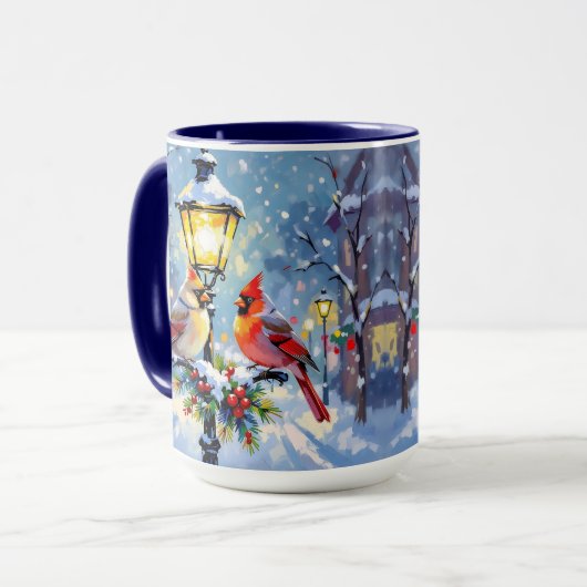 Mug Christmas Cardinals and Snowy Lamppost (Devant gauche)