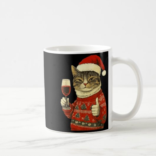 Mug Christmas Cat Likes Cute Cat Drinking Wine With Sa (Droite)