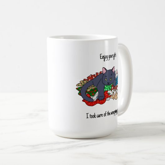 Mug Christmas cat with wrapping paper (Devant droit)