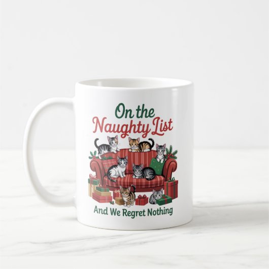 Mug Christmas Cats On The Naughty List 90s Retro Cat (Gauche)