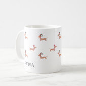 Mug Christmas Custom Name Modern Dachshund Motif (Devant gauche)