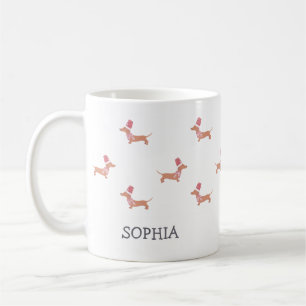 Mug Christmas Custom Name Modern Dachshund Motif