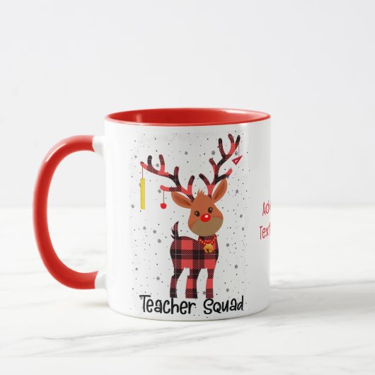 Mug Christmas Cutest Teacher Reindeer Squad Drôle (Gauche)