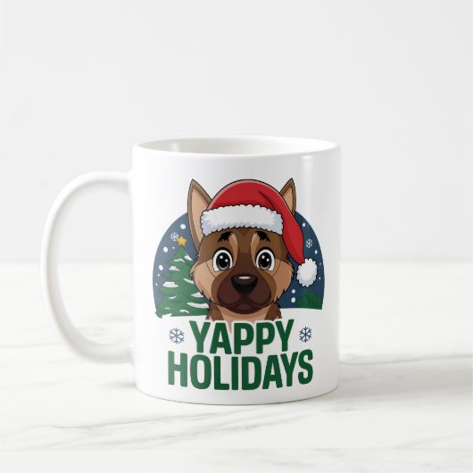 Mug Christmas German Shepherd Dog GSD Yappy Holidays (Gauche)