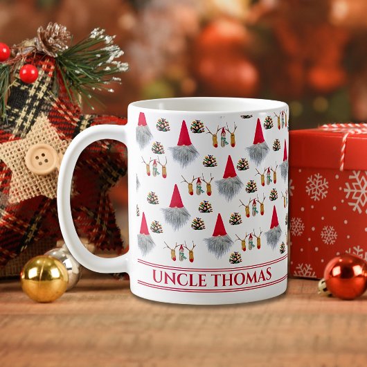 Mug Christmas Gift For Uncle, Gnome & Reindeer Pattern