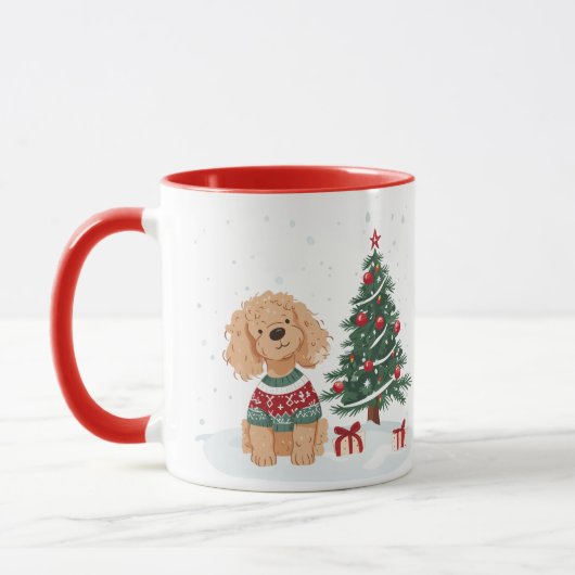 Mug Christmas Goldendoodle Dog (Gauche)
