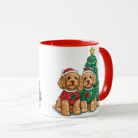 Mug Christmas Goldendoodle Dogs (Devant droit)