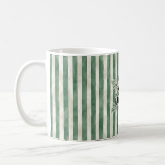 Mug Christmas Green Stripes Snowflake (Gauche)