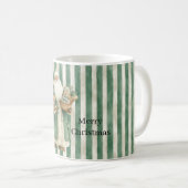 Mug Christmas Green Stripes Teddy Bear Gifts Santa (Devant droit)