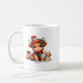 Mug Christmas Highland Cow Cute Heifer Cow Santa Hat M (Gauche)