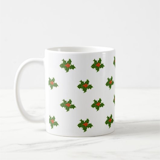 Mug Christmas Holly Motif (Gauche)