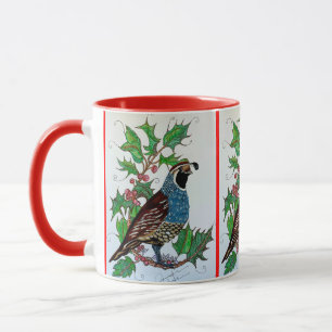 Mug Christmas Holly Quail