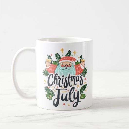 Mug Christmas in July Fun & Festive Santa Design (Gauche)