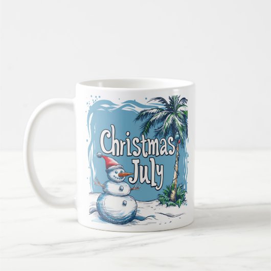 Mug Christmas in July Snowman & Palm Tree Design (Gauche)