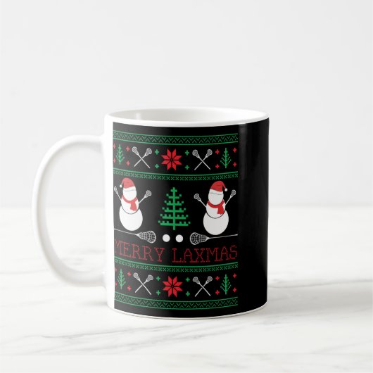 Mug Christmas Lacrosse Lax Player Ugly Christmas Xmas (Gauche)