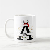Mug Christmas Letter A Initial – Festive Holiday Desig (Gauche)
