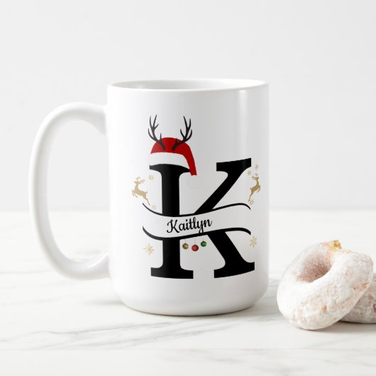 Mug Christmas Letter K Alphabet  (Avec donut)