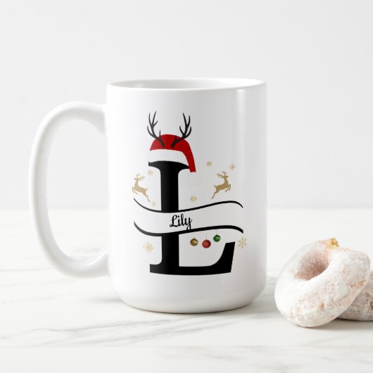 Mug Christmas Letter L Alphabet  (Avec donut)