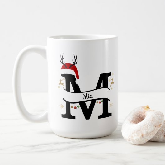Mug Christmas Letter M Alphabet  (Avec donut)