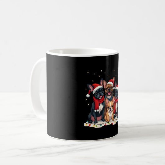Mug Christmas Lights French Bulldogs Xmas Frenchie Dog (Devant gauche)