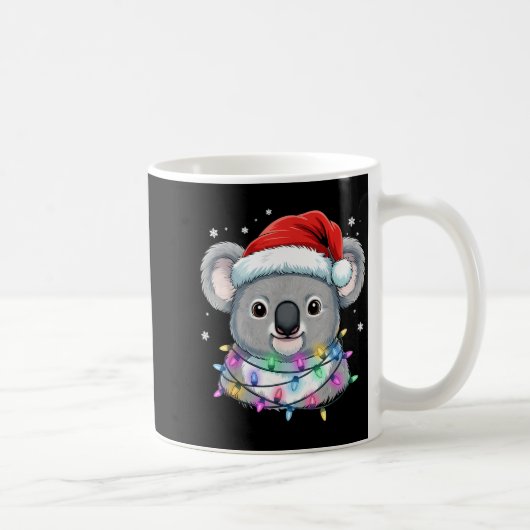 Mug Christmas Lights Koala Santa Hat Cute Xmas Pajamas (Droite)