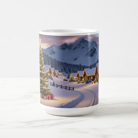 Mug Christmas lights landscape with snow (Centre)