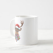 Mug Christmas Lights Reindeer Santa Hat Cute Xmas Paja (Devant gauche)