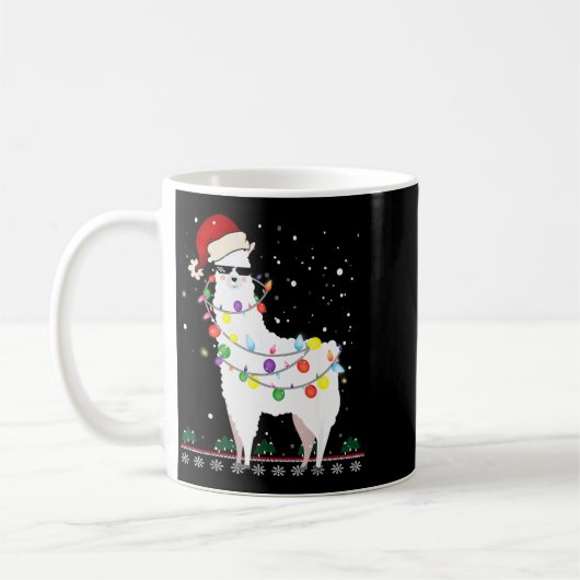 Mug Christmas Llama Santa Hat Ugly Xmas Tree Alpaca Gi (Gauche)